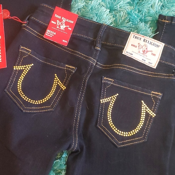 nwt true religion Becca bootcut gold hs jeans 24 - Picture 1 of 7